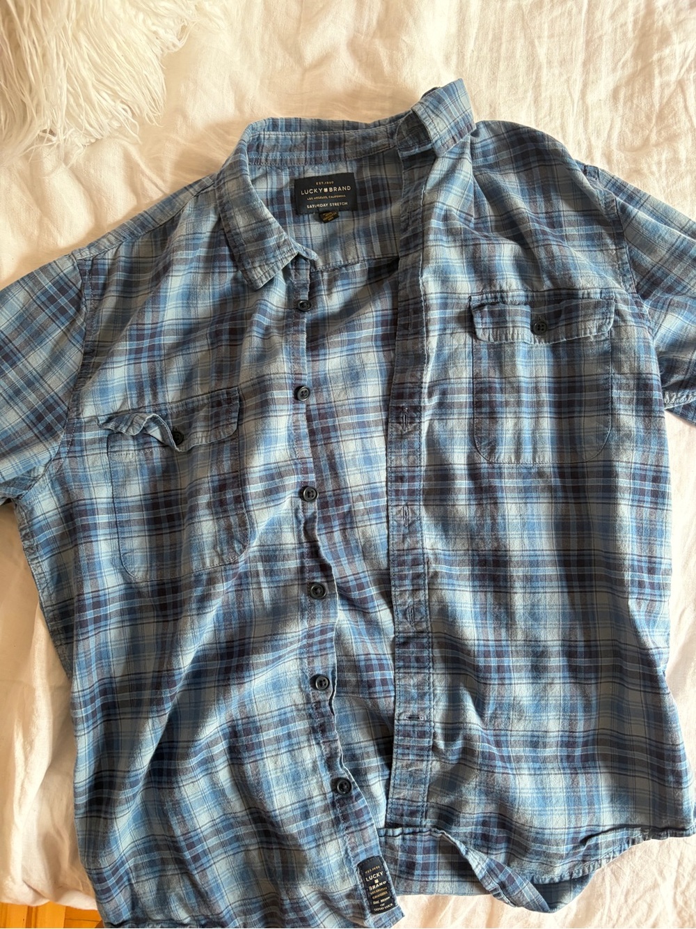 Lucky Brand Blue Plaid Button-Down Shirt